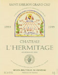 Этикетка вина  «Шато Л'Эрмитаж». Сент-Эмильон. Франция.